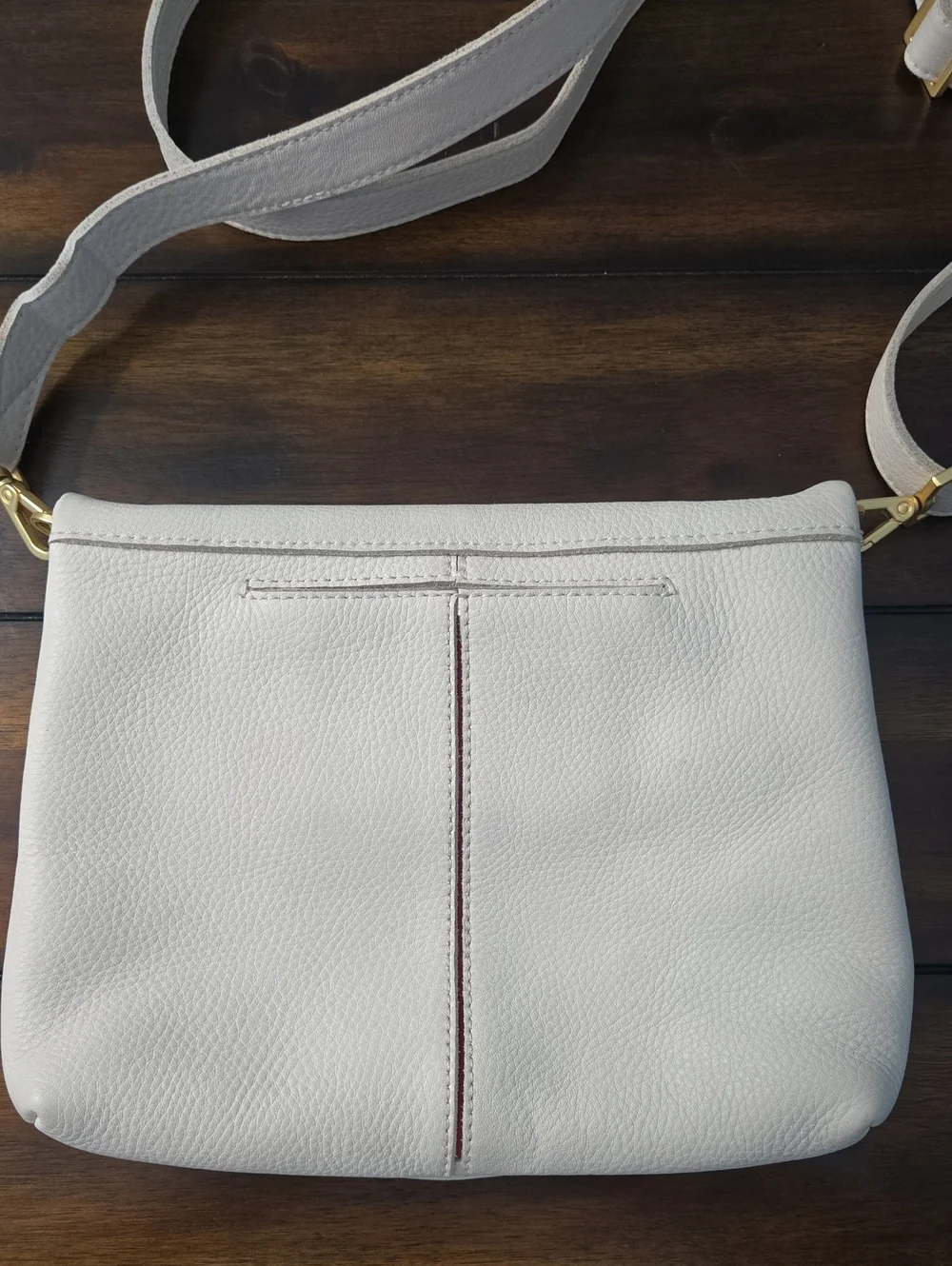 HAMMITT VIP Crossbody Clutch Medium Pebbled Leather Off White Brushed Gold